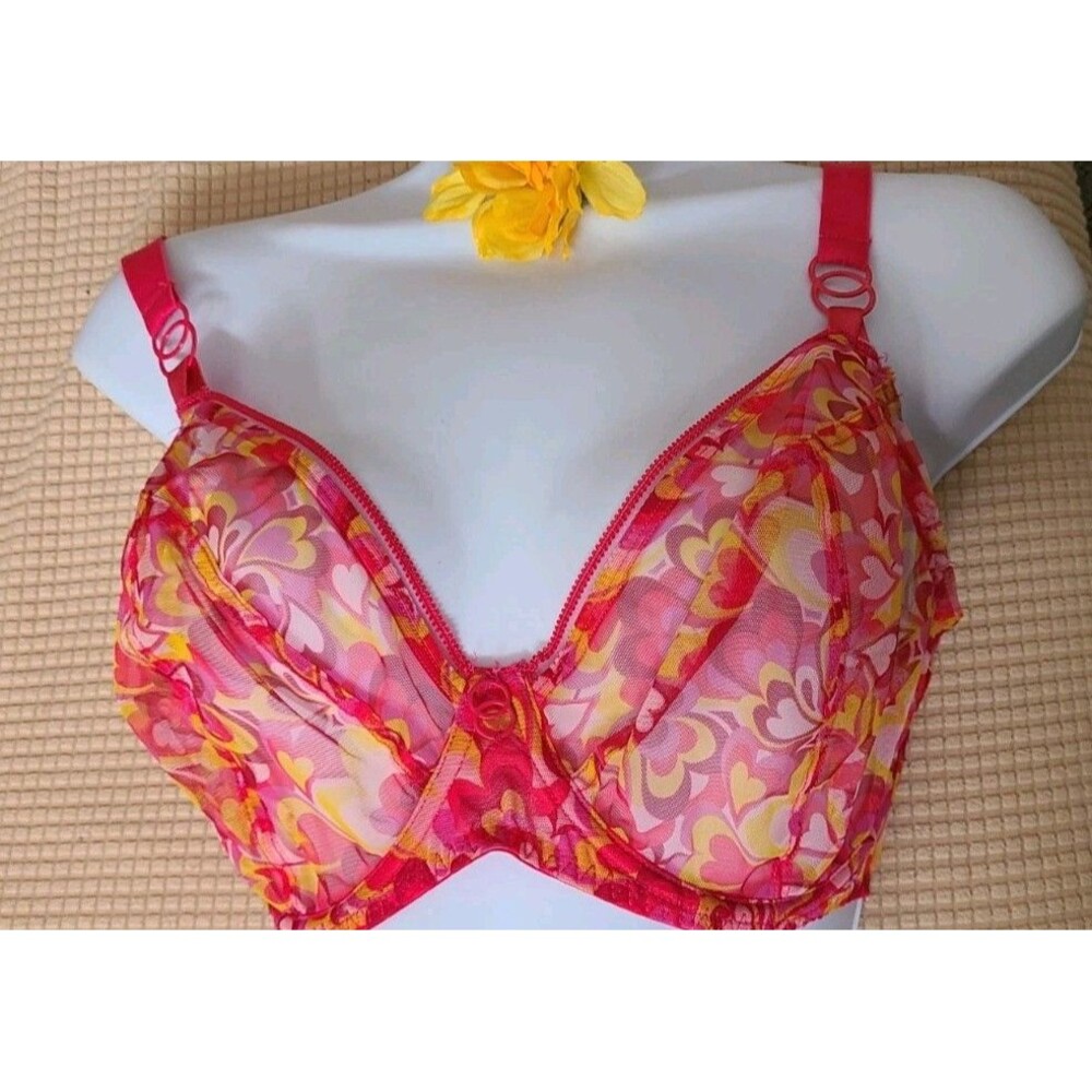 Scantilly Curvy Kate Sex Education Balcony Bra 30K Red Floral Sheer New